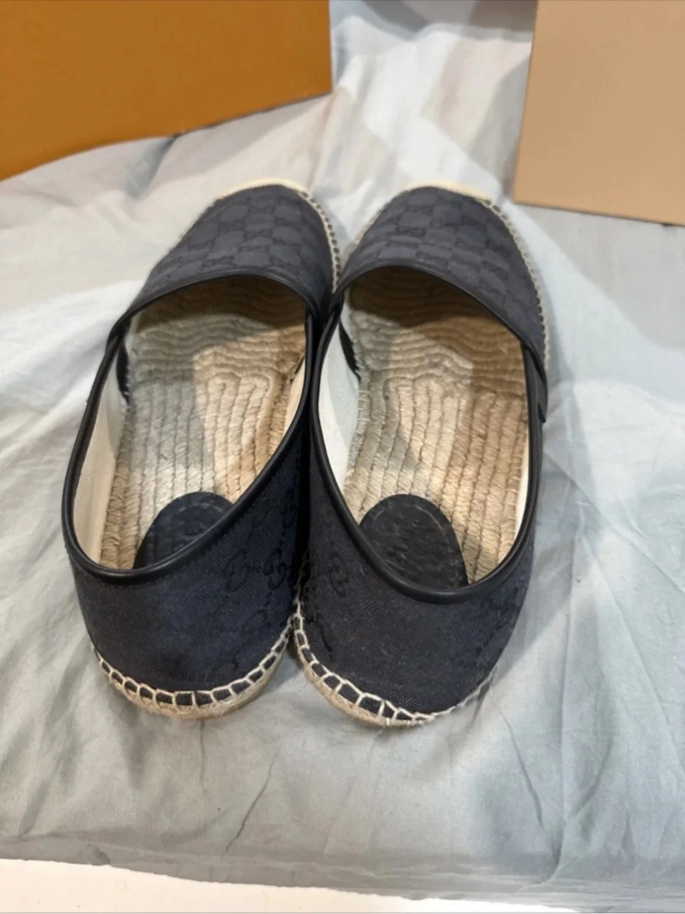 Gucci Men’s Black GG Monogram Canvas Espadrilles Slip-On Loafers Size 12.5 US 13
